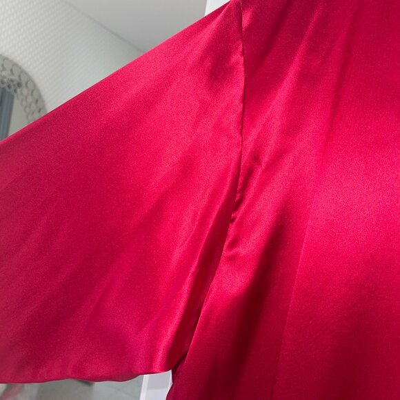 Morgan Taylor Womens Shirt Size 1X Red Fantasies Night V Neck Pure Silk New - Picture 4 of 11